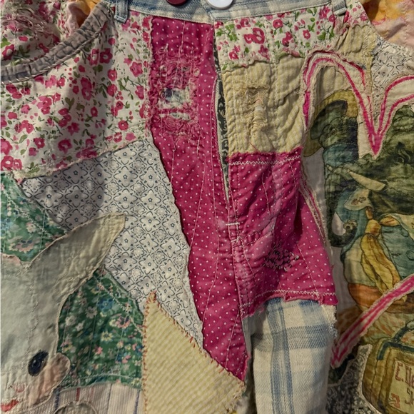 Magnolia Pearl Patchwork Pants - rabbits, elephants and bananas!  OSFM EUC. - Picture 8 of 13